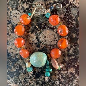 Genuine Stones SS Bracelet Turquoise